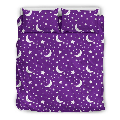 Moon Purple Pattern Print Duvet Cover Bedding Set