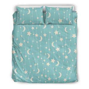 Moon Star Pattern Print Duvet Cover Bedding Set