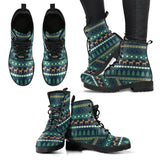 Moose Christmas Tree Pattern Print Men Women Leather Boots