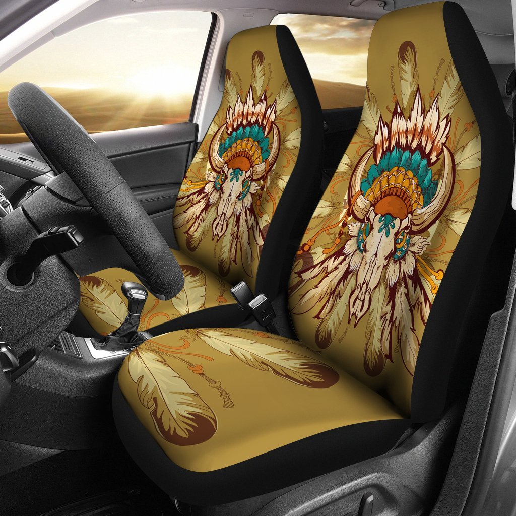 Native Indian Buffalo Head Car Seat Covers Set 2 Pc, Car Accessories Car Mats Covers Native Indian Buffalo Head Car Seat Covers Set 2 Pc, Car Accessories Car Mats Covers - Vegamart.com