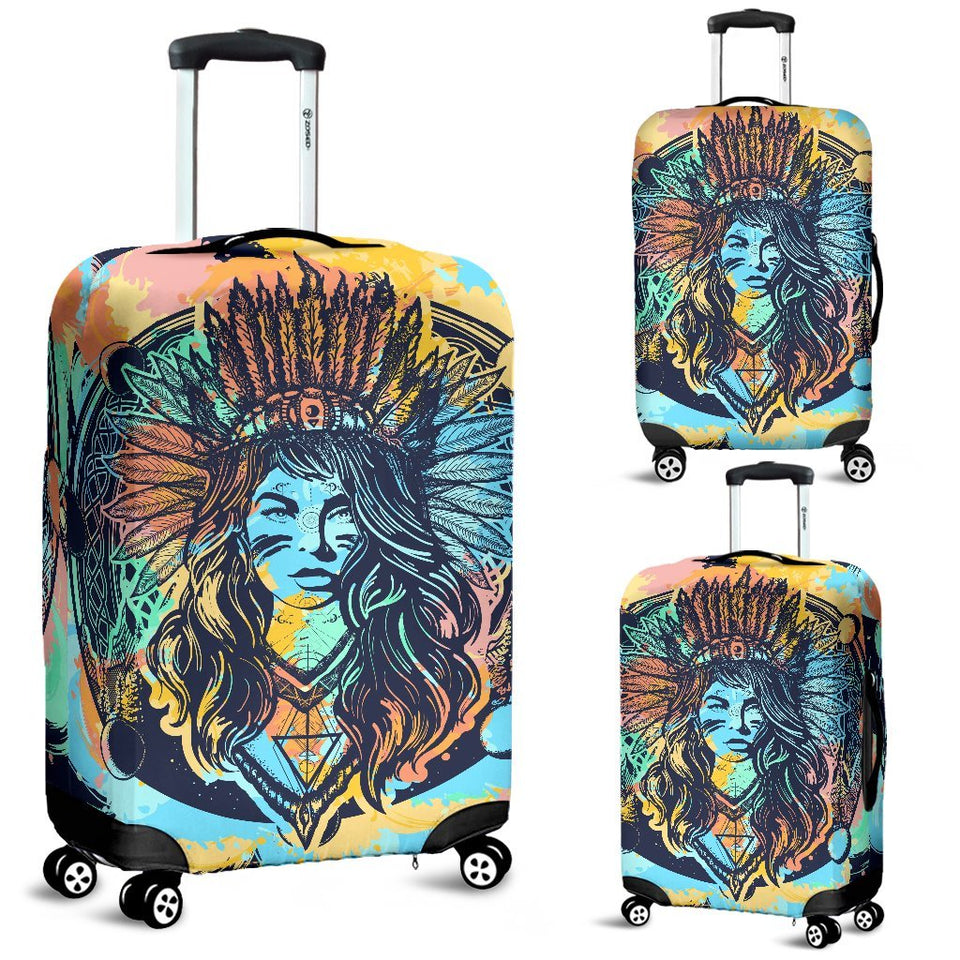 Native Indian Girl Luggage Cover Protector