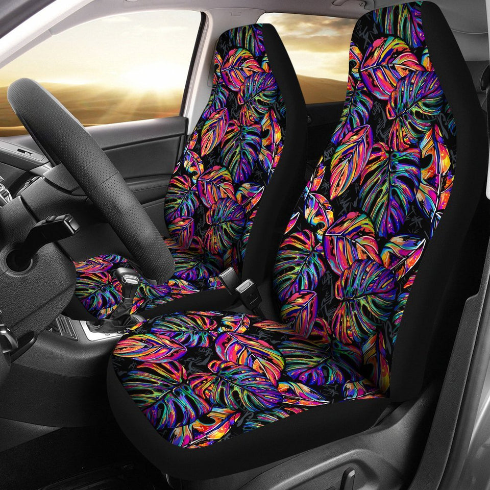 Neon Color Tropical Palm Leaves Car Seat Covers Set 2 Pc, Car Accessories Car Mats Covers Neon Color Tropical Palm Leaves Car Seat Covers Set 2 Pc, Car Accessories Car Mats Covers - Vegamart.com