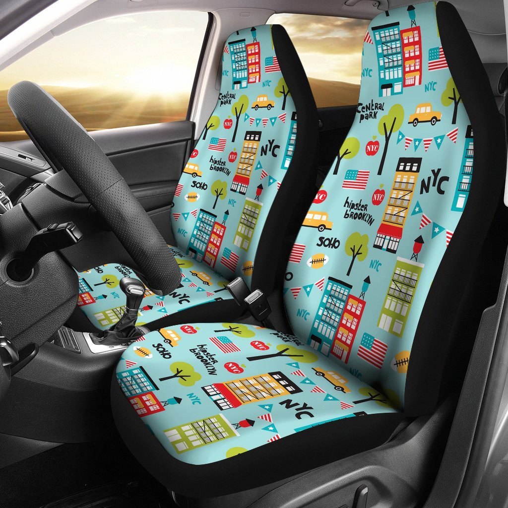 New York Print Pattern Seat Cover Car Seat Covers Set 2 Pc, Car Accessories Car Mats New York Print Pattern Seat Cover Car Seat Covers Set 2 Pc, Car Accessories Car Mats - Vegamart.com