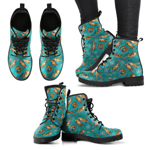 Otter Print Pattern Men Women Leather Boots