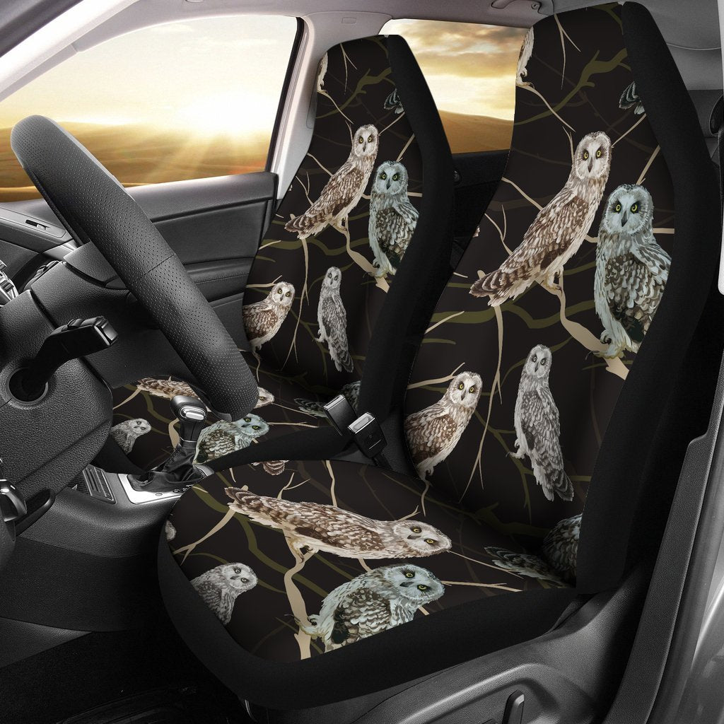 Owl Branch Themed Design Print Car Seat Covers Set 2 Pc, Car Accessories Car Mats Covers Owl Branch Themed Design Print Car Seat Covers Set 2 Pc, Car Accessories Car Mats Covers - Vegamart.com