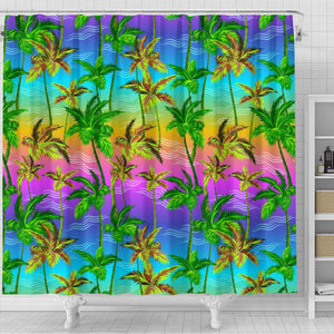 Palm Tree Rainbow Pattern Shower Curtain
