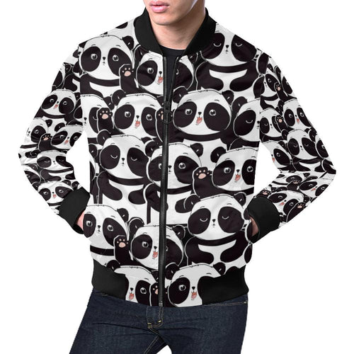 Pattern Print Baby Panda Men Casual Bomber Jacket