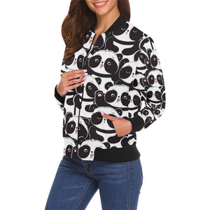Pattern Print Baby Panda Women Casual Bomber Jacket