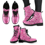 Pattern Print Breast Cancer Awareness Pink Ribbon Men Women Leather Boots