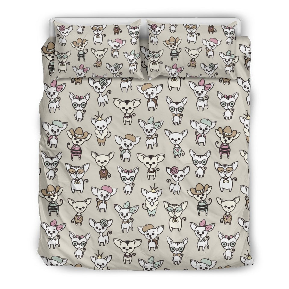 Pattern Print Chihuahua Duvet Cover Bedding Set