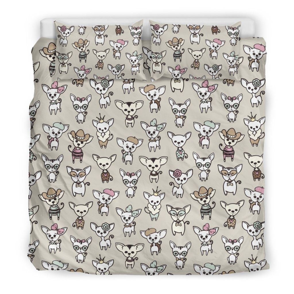 Pattern Print Chihuahua Duvet Cover Bedding Set