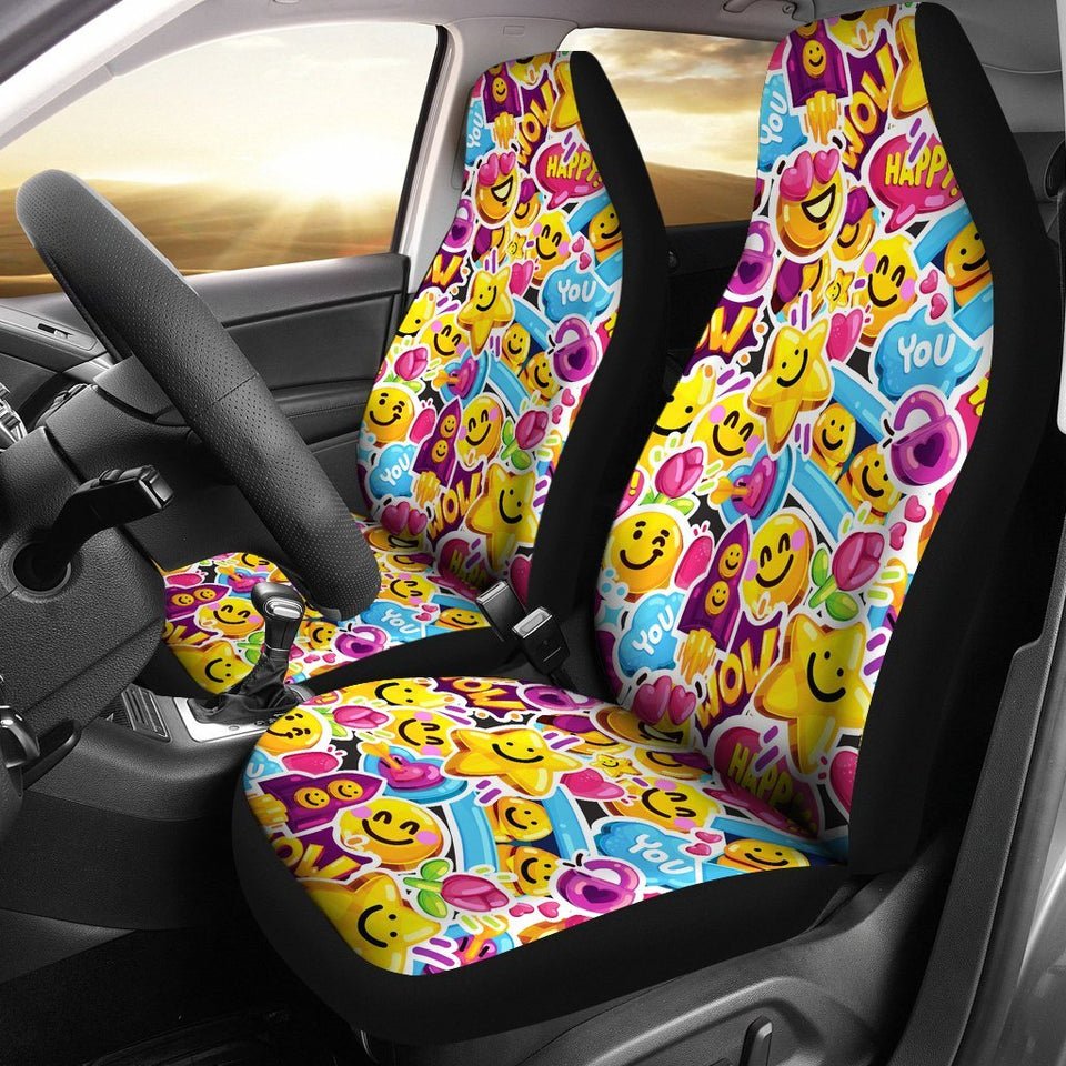 Pattern Print Emoji Seat Cover Car Seat Covers Set 2 Pc, Car Accessories Car Mats Pattern Print Emoji Seat Cover Car Seat Covers Set 2 Pc, Car Accessories Car Mats - Vegamart.com