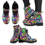 Pattern Print Graffiti Men Women Leather Boots