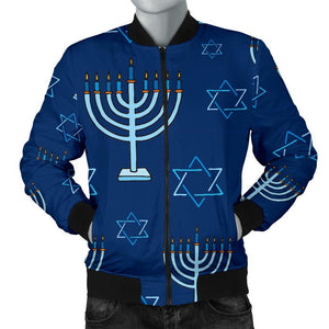 Pattern Print Hanukkah Men Casual Bomber Jacket