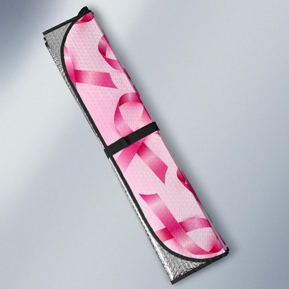 Pattern Print Pink Ribbon Breast Cancer Awareness Car Sun Shade
