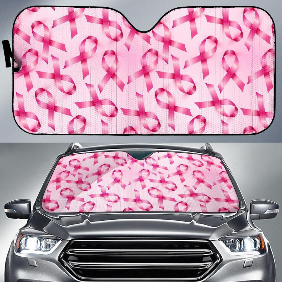 Pattern Print Pink Ribbon Breast Cancer Awareness Car Sun Shade