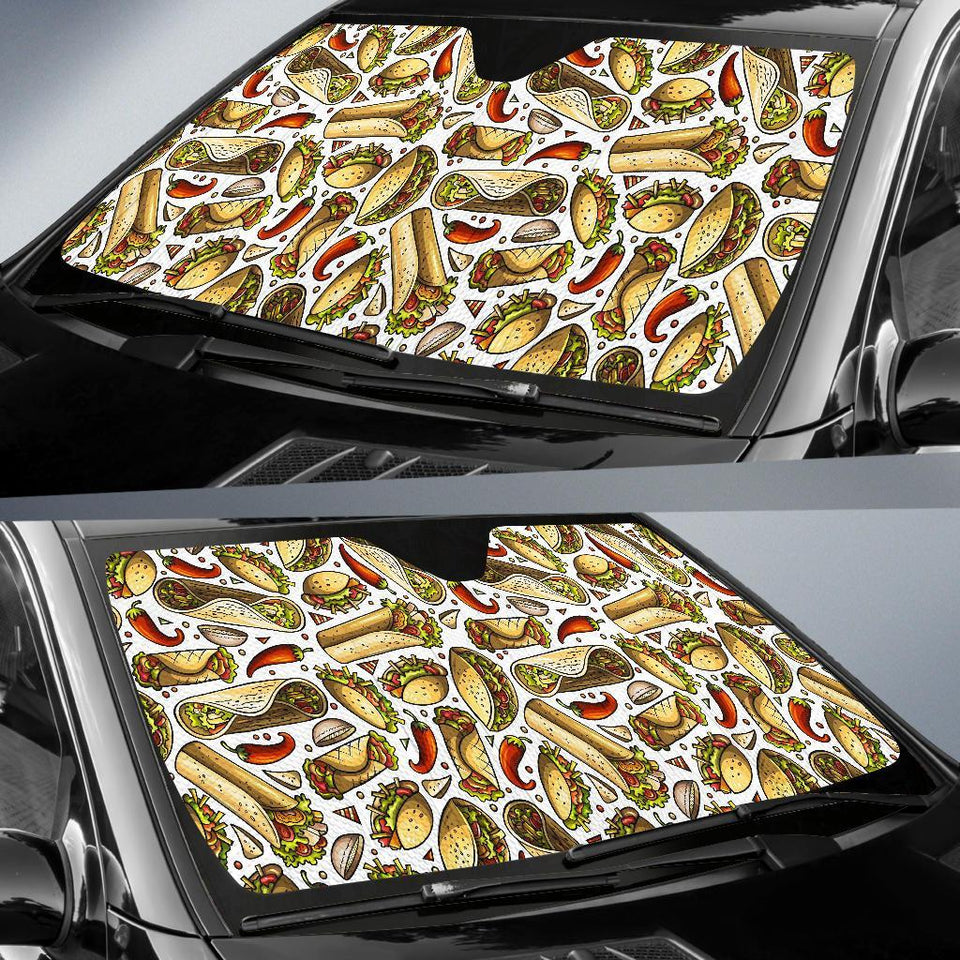 Pattern Print Taco Car Sun Shade