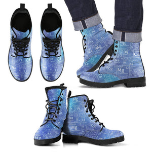 Periodic Table Science Pattern Print Men Women Leather Boots