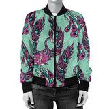 Phoenix Floral Print Pattern Women Casual Bomber Jacket