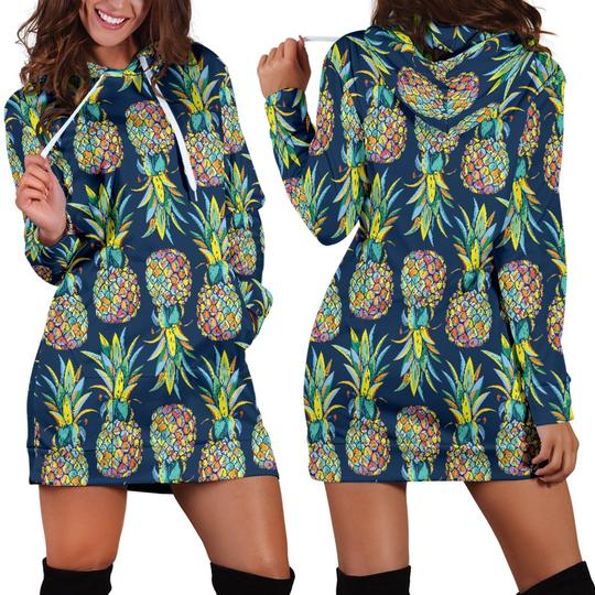 Pineapple Color Art Hoodie Dress 3D Style Women All Over Print Pineapple Color Art Hoodie Dress 3D Style Women All Over Print - Vegamart.com