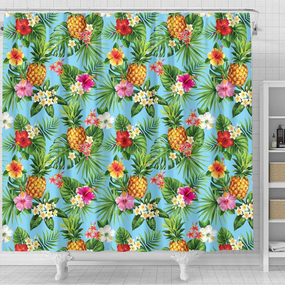 Pineapple Hawaiian Flower Tropical  Shower Curtain