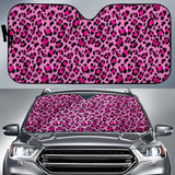 Pink Cheetah Leopard Pattern Print Car Sun Shade