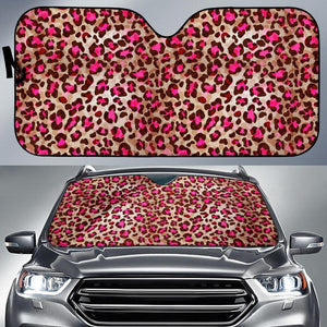 Pink Dot Cheetah Leopard Pattern Print Car Sun Shade