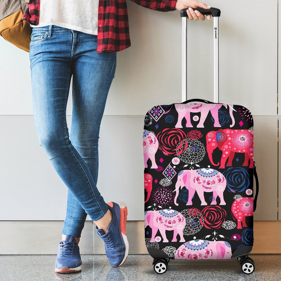 Pink Elephant Pattern Luggage Cover Protector