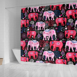 Pink Elephant Pattern Shower Curtain