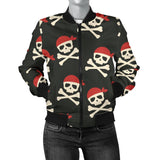 Pirate Skull Print Pattern Women Casual Bomber Jacket
