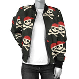 Pirate Skull Print Pattern Women Casual Bomber Jacket