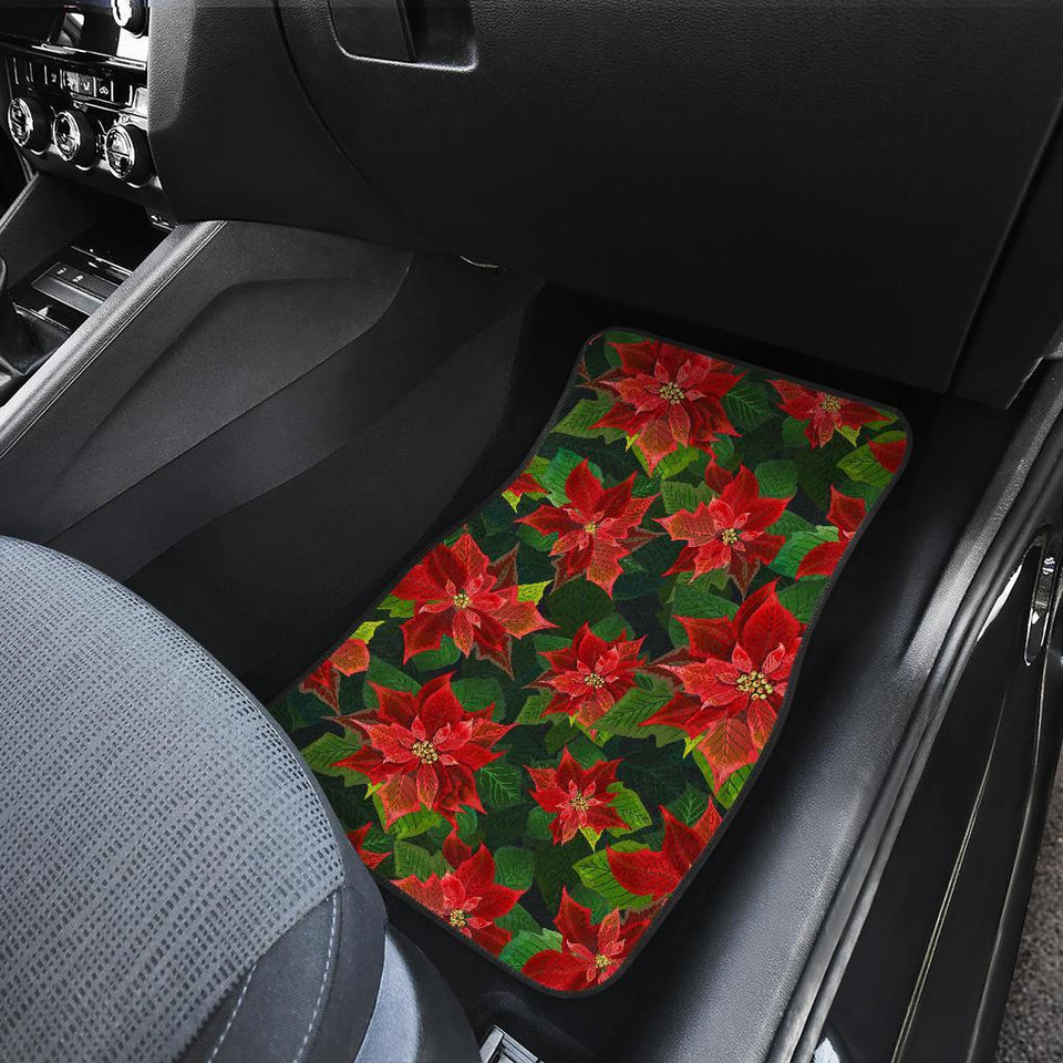 Poinsettia Pattern Print Design POT04 Car Floor Mats