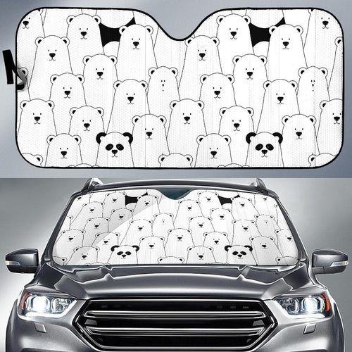 Polar Bear Panda Pattern Print Car Sun Shade