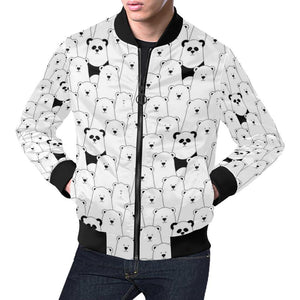 Polar Bear Panda Pattern Print Men Casual Bomber Jacket