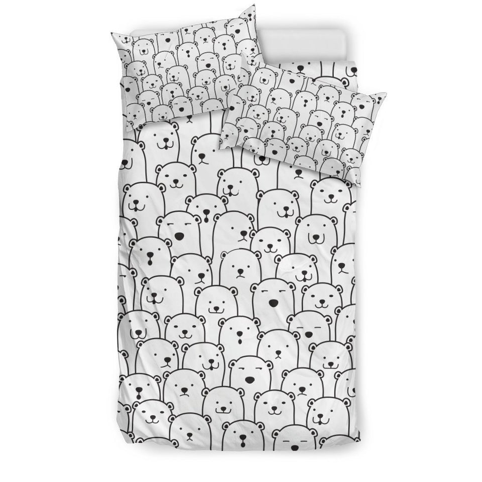 Polar Bear Print Pattern Duvet Cover Bedding Set