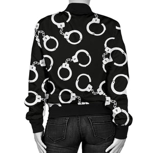 Police Shackle Pattern Print Women Casual Bomber Jacket
