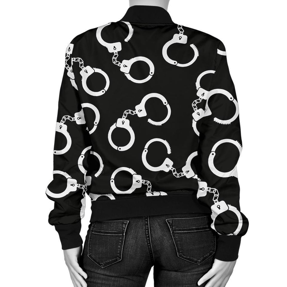 Police Shackle Pattern Print Women Casual Bomber Jacket