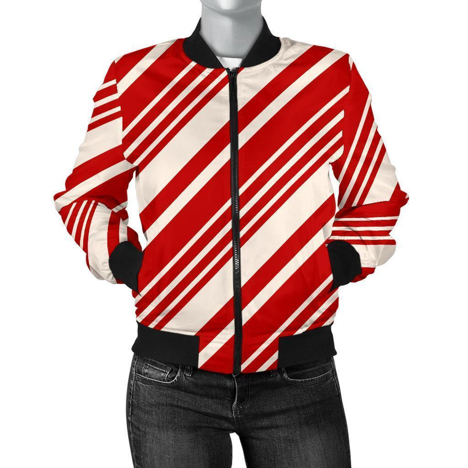 Print Pattern Cady Cane Women Casual Bomber Jacket