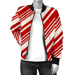 Print Pattern Cady Cane Women Casual Bomber Jacket