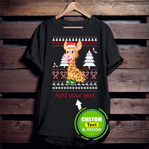 Giraffe Ugly Christmas Make Your Own Custom T Shirts Printing Personalised T-Shirts Giraffe Ugly Christmas Make Your Own Custom T Shirts Printing Personalised T-Shirts - Vegamart.com