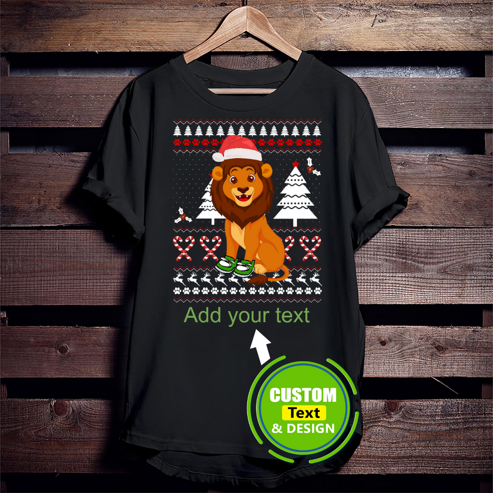 Lion Ugly Christmas Make Your Own Custom T Shirts Printing Personalised T-Shirts Lion Ugly Christmas Make Your Own Custom T Shirts Printing Personalised T-Shirts - Vegamart.com
