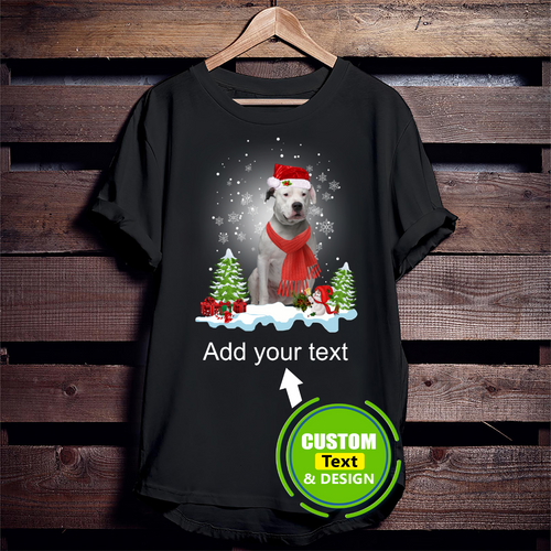 Dogo Argentino Snow Christmas Santa Hat Red Scarf Make Your Own Custom T Shirts Printing Personalised T-Shirts Dogo Argentino Snow Christmas Santa Hat Red Scarf Make Your Own Custom T Shirts Printing Personalised T-Shirts - Vegamart.com