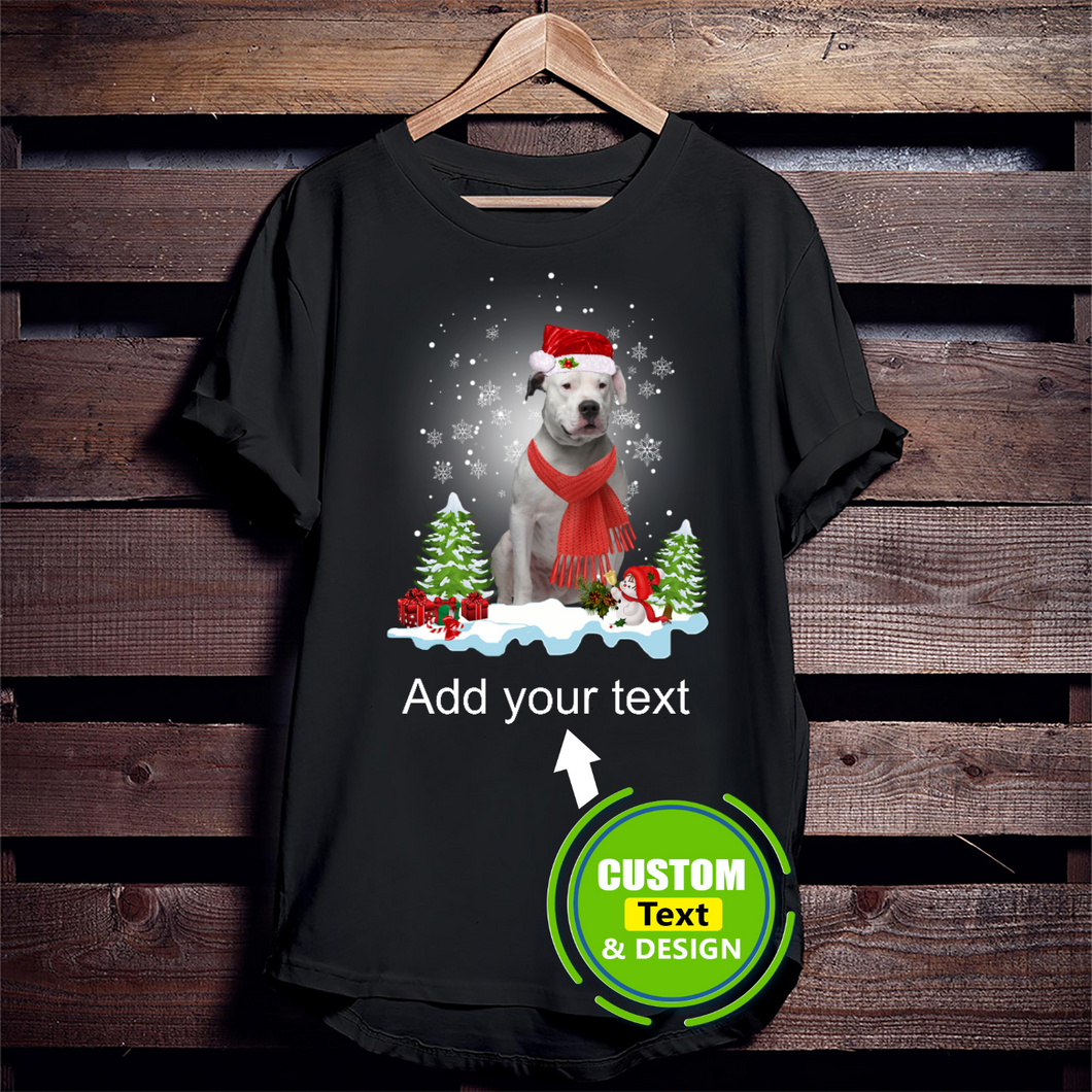 Dogo Argentino Snow Christmas Santa Hat Red Scarf Make Your Own Custom T Shirts Printing Personalised T-Shirts Dogo Argentino Snow Christmas Santa Hat Red Scarf Make Your Own Custom T Shirts Printing Personalised T-Shirts - Vegamart.com