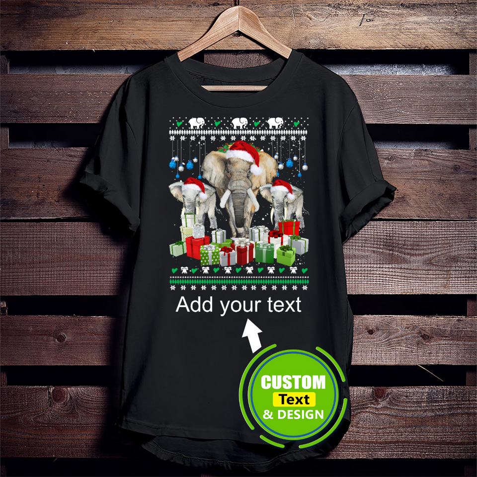 Elephant Animal Christmas Gift Box Make Your Own Custom T Shirts Printing Personalised T-Shirts Elephant Animal Christmas Gift Box Make Your Own Custom T Shirts Printing Personalised T-Shirts - Vegamart.com