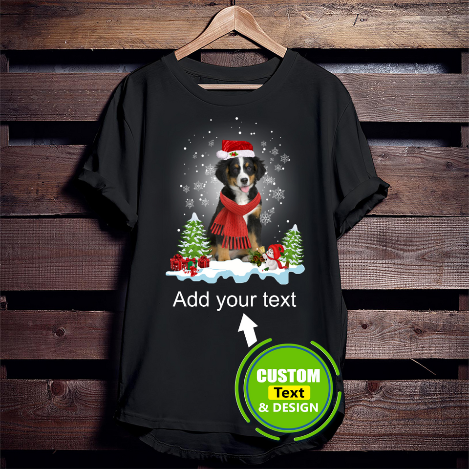 Bernese Mountain Snow Christmas Santa Hat Red Scarf Make Your Own Custom T Shirts Printing Personalised T-Shirts Bernese Mountain Snow Christmas Santa Hat Red Scarf Make Your Own Custom T Shirts Printing Personalised T-Shirts - Vegamart.com