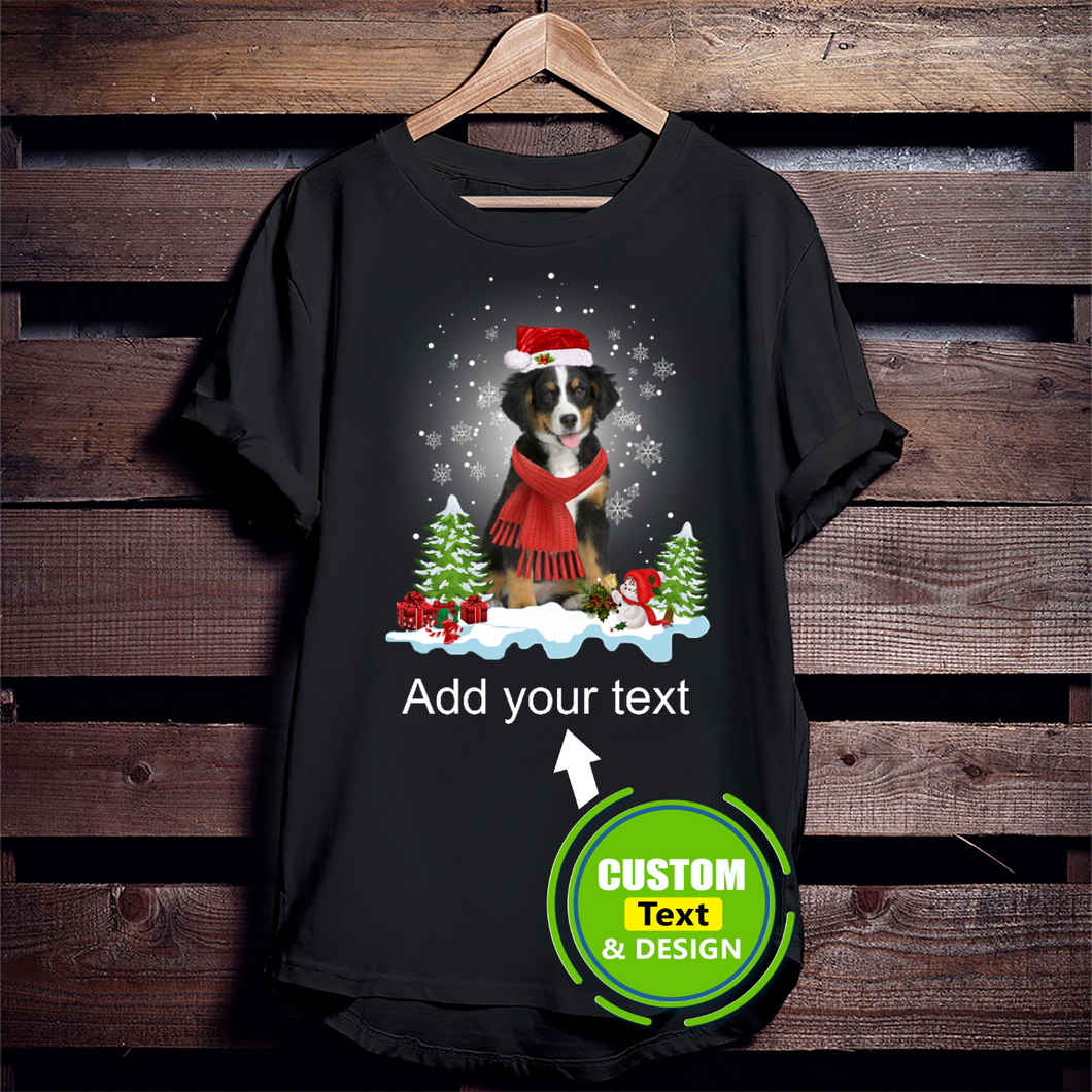 Bernese Mountain Snow Christmas Santa Hat Red Scarf Make Your Own Custom T Shirts Printing Personalised T-Shirts Bernese Mountain Snow Christmas Santa Hat Red Scarf Make Your Own Custom T Shirts Printing Personalised T-Shirts - Vegamart.com