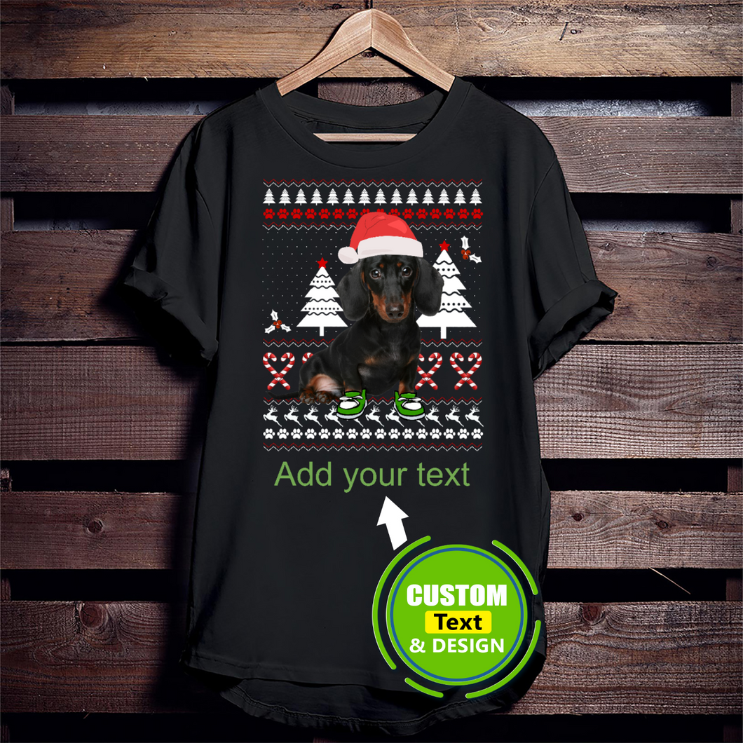 Dachshund Dog Ugly Christmas Make Your Own Custom T Shirts Printing Personalised T-Shirts Dachshund Dog Ugly Christmas Make Your Own Custom T Shirts Printing Personalised T-Shirts - Vegamart.com