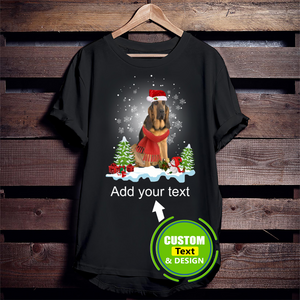 Bloodhound Snow Christmas Santa Hat Red Scarf Make Your Own Custom T Shirts Printing Personalised T-Shirts Bloodhound Snow Christmas Santa Hat Red Scarf Make Your Own Custom T Shirts Printing Personalised T-Shirts - Vegamart.com