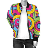 Psychedelic Colorful Print Pattern Women Casual Bomber Jacket