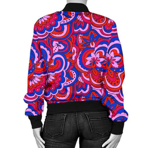 Psychedelic Print Pattern Women Casual Bomber Jacket